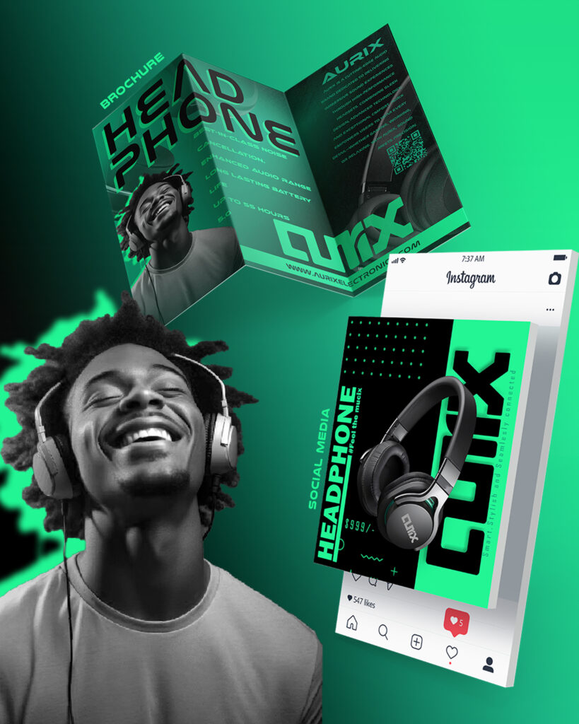Works by Shyamraj | Social Media Poster |Poster |aurix |headphone